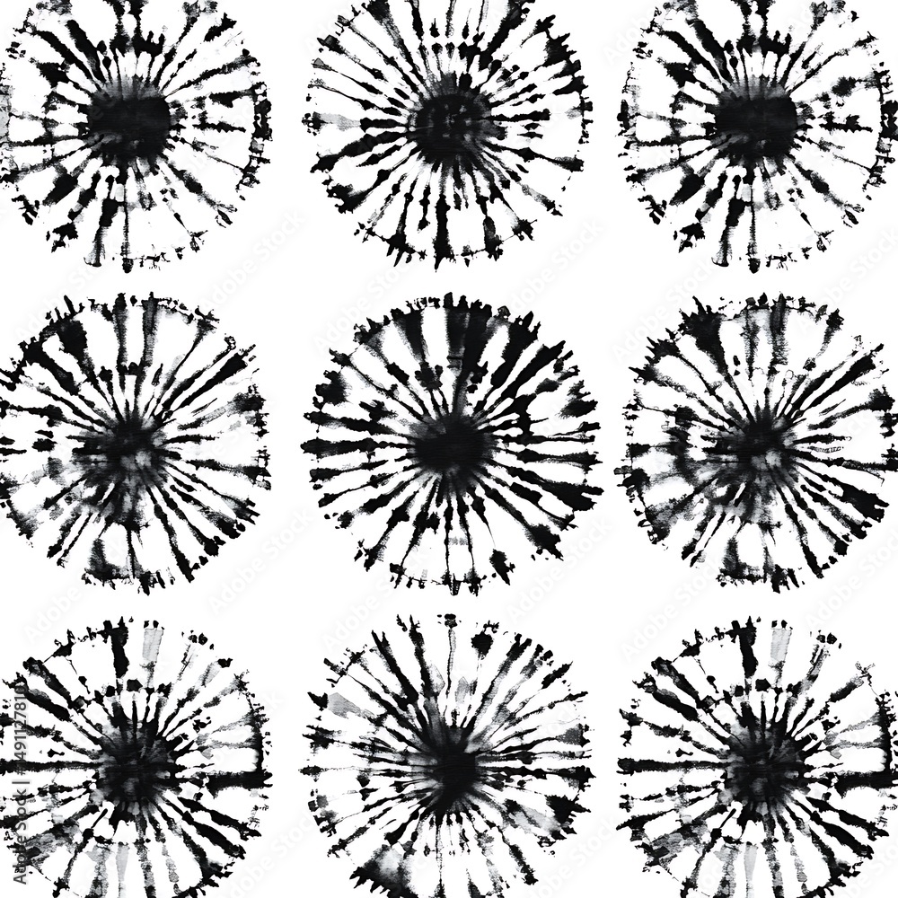 Obraz premium hand drawn sunburst collection, black ink strokes, radiating lines pattern, spiral swirls, minimalist circular designs, sketchy burst elements, organic line weight, rough pencil texture