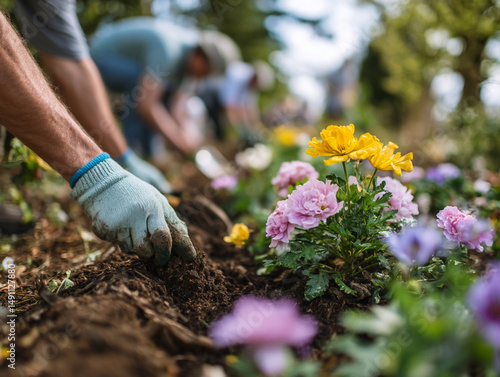 Community Gardening Volunteering: Planting Vibrant Flowers for a Blooming Summer Landscape