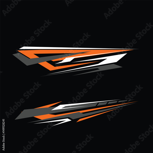 car wrapping decal template vector design. racing car body decals.
