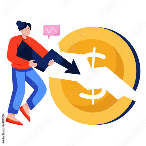 An illustration design of cracked money