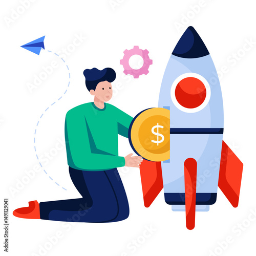 A colored design illustration of financial startup