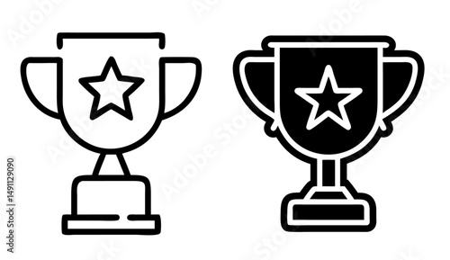  Minimalist icon of a trophy with a star emblem, for achievement and awards