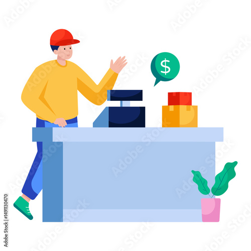 Trendy design illustration of checkout counter