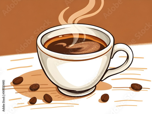 cup of coffee with beans, coffee cup with beans, coffee mug with beans, hot coffee with beans, steaming coffee with beans, espresso cup with beans, cappuccino cup with beans, latte cup with beans, bla