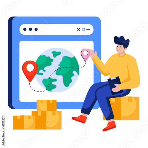 A premium design illustration of global parcel location