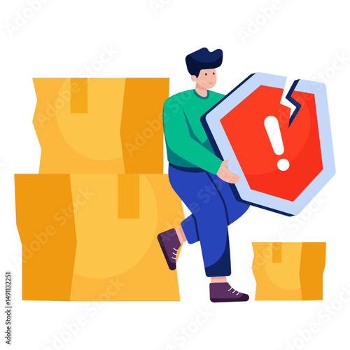 Editable design illustration of parcel security error