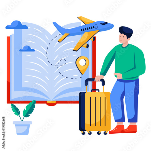 A creative design illustration of travel guidebook