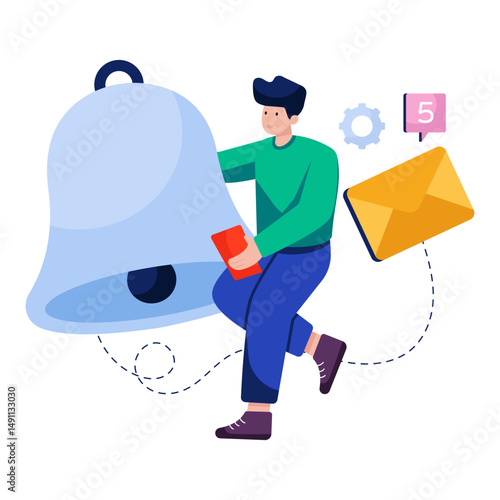 A unique design illustration of mail notification