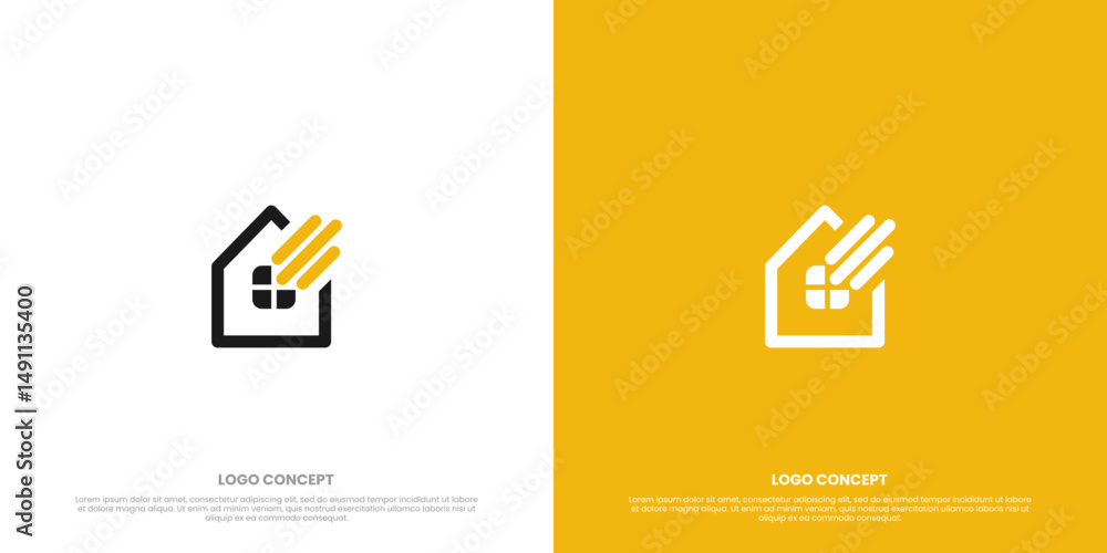 Fototapeta premium Sunlight and Home Logo Concept – Bright House Icon with Sun Rays, Minimalist Real Estate and Solar Energy Vector Logo for Property, Eco Home, and Construction Branding