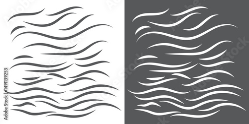 Wave logotypes. Water splashes logo, flowing liquid motion curves stripes swirls silhouettes set vector illustration