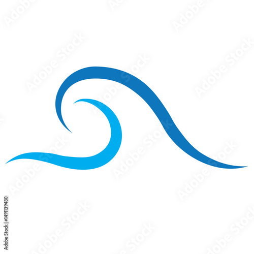Blue waves icon vector set. Vector cartoon illustration, ocean water logotype.