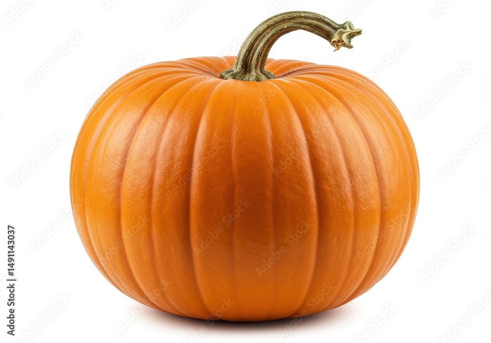 Orange pumpkin with a stem isolated on a white background Orange pumpkin with a stem isolated on a white background
