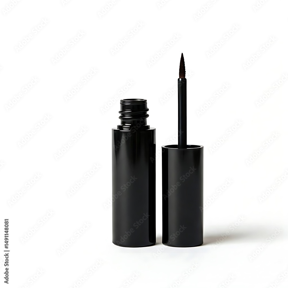 Obraz premium Front-facing liquid eyeliner bottle with thin brush applicator.