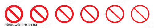 Red prohibition sign. Not allowed sign set.