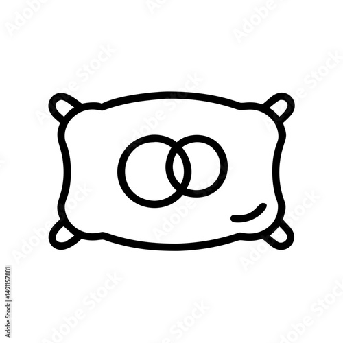 Wedding rings on decorative pillow in minimalist style  