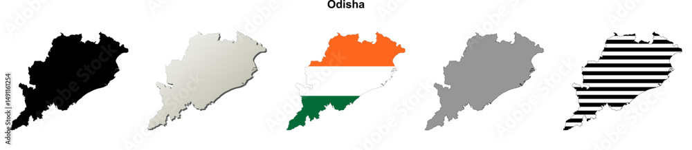 Obraz premium Odisha state blank outline map set