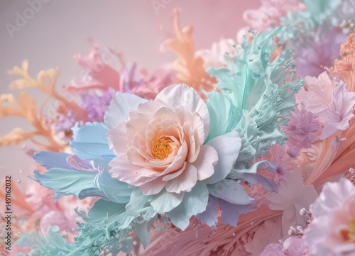 Abstract swirling pastel colors, vibrant spring bloom texture, wallpaper, modern