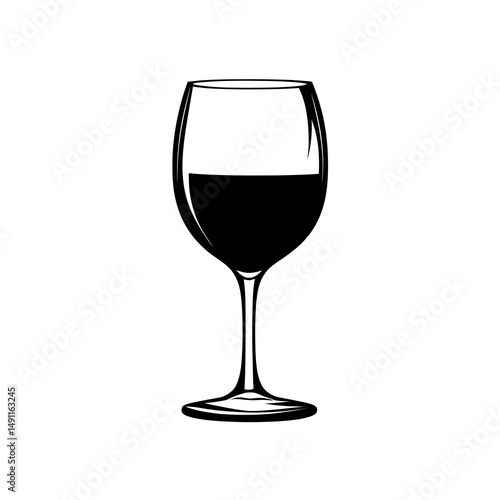 wine glass silhouette on white background