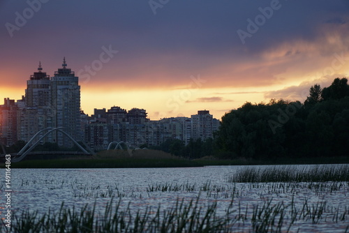 sunset, sky, water, sea, city