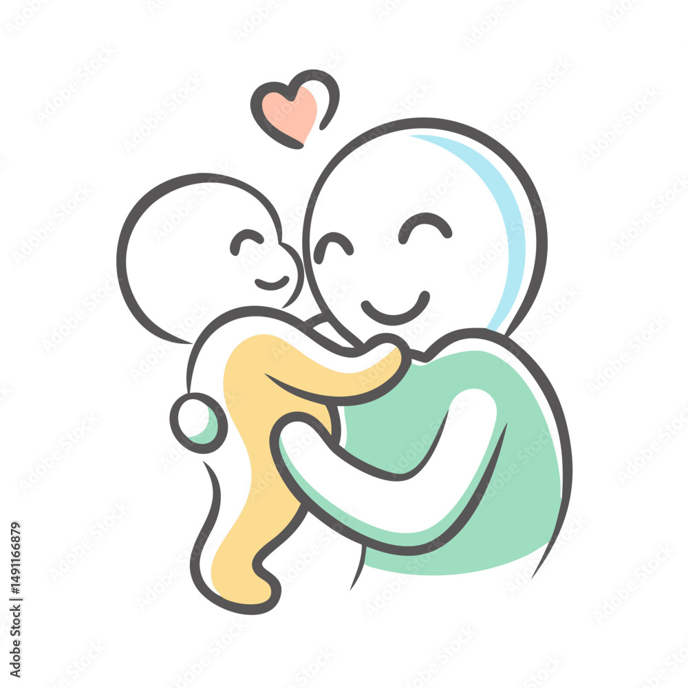 Fototapeta premium mom and baby icon, mom and baby vector illustration-simple illustration of mom and baby, perfect for mom and baby logos and icons