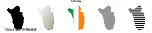 Kilkenny county blank outline map set