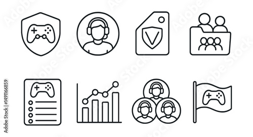 Line style icons of prize distribution: payout icon, reward badge, prize split tag, distribution chart file, prize allocation board, earning breakdown chart, award bubble, distribution symbol.