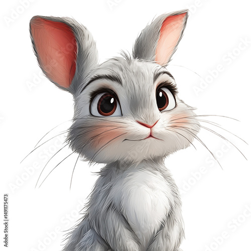 Cute cartoon bunny rabbit illustration adorable animal character design on transparent background