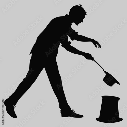 a magician pulling something from a hat silhouette vector design art and illustration
