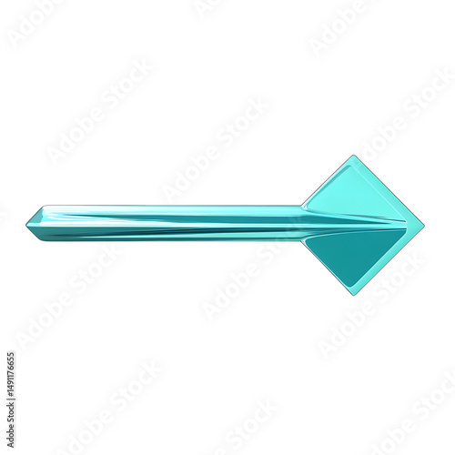 Modern Arrow with Smooth Transitions in Aquamarine Isolated on Transparent Background