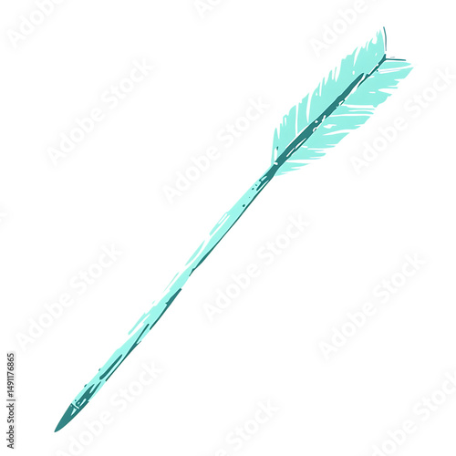 Artistic Arrow with Spontaneous Freeform Lines in P Isolated on Transparent Background