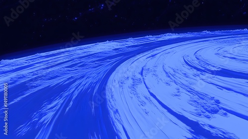 Abstract Blue Planet Surface Deep Space Cosmic Swirls Nebula Galaxy