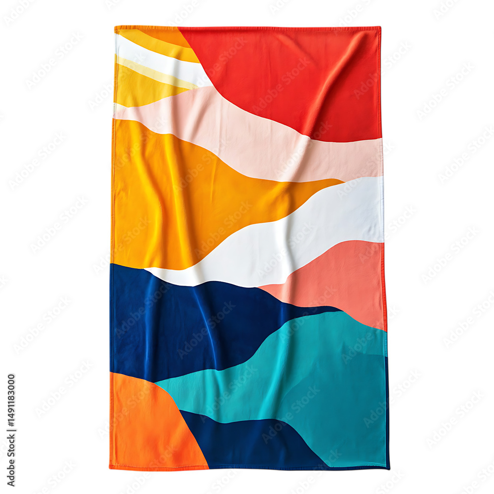 Fototapeta premium Bold Beach Towel with Oversized Vibrant Graphic Isolated on Transparent Background