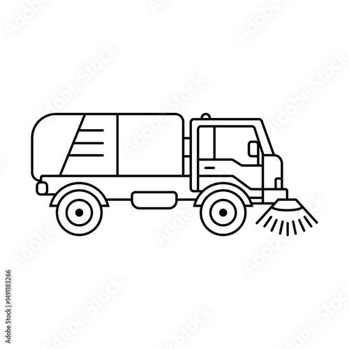 Street sweeper.Cartoon images of municipal vehicles. Illustrations of cars that serve the city. Equipment that brings comfort and benefits to those around them.