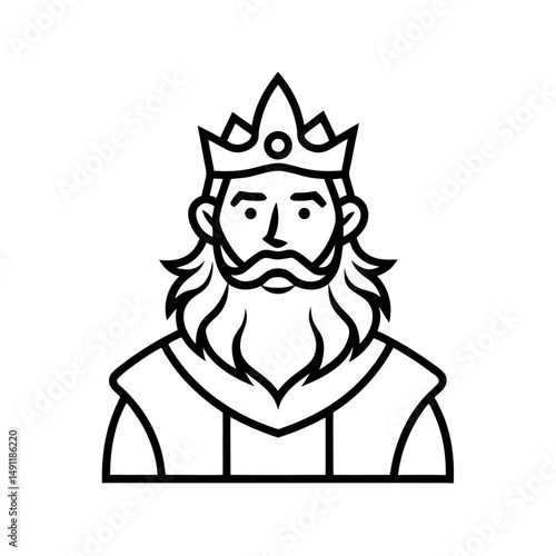 Minimalist Bearded King Line Art Vector Design