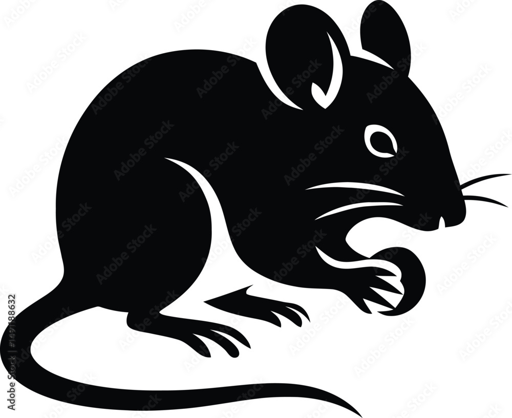 Obraz premium Mouse Simple Silhouette Graphic, Minimal Mouse Outline Art