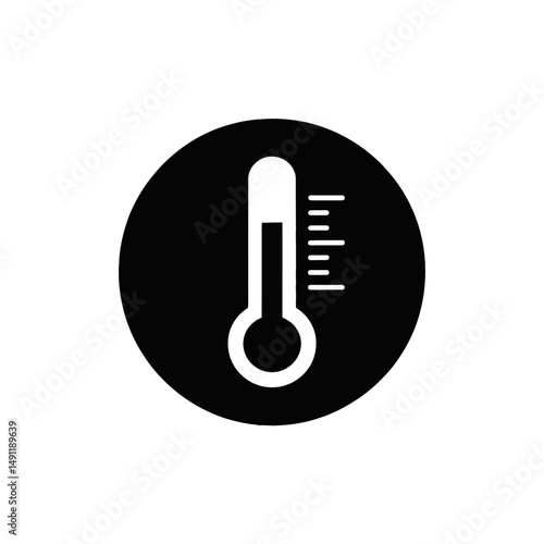 A black circle contains a white thermometer icon with measurement lines indicating temperature levels
