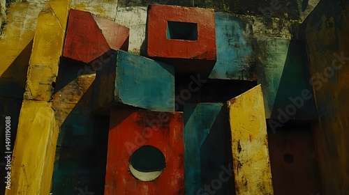 Abstract Colorful Geometric Block Wall Art