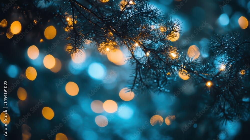 custom made wallpaper toronto digitalSoft Glowing Lights on Evergreen Branches in Winter Evening Setting