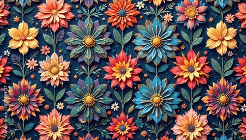 Wallpaper Mural Intricate floral pattern, endlessly repeating, retro, floral Torontodigital.ca
