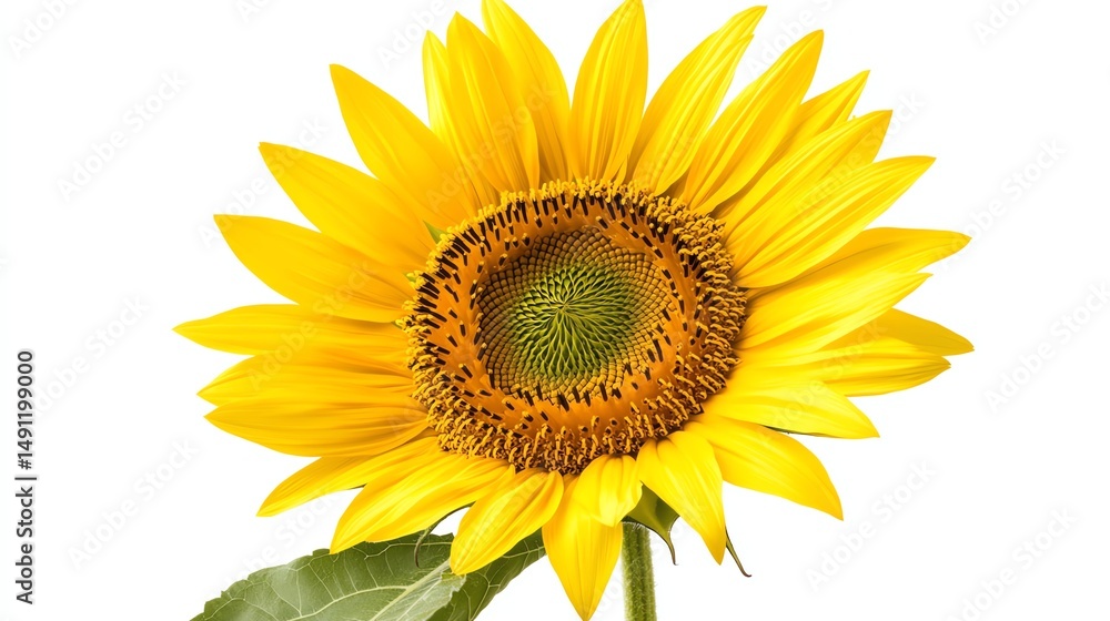 A vibrant, isolated yellow sunflower stands prominently against a bright background. A vibrant, isolated yellow sunflower stands prominently against a bright background.