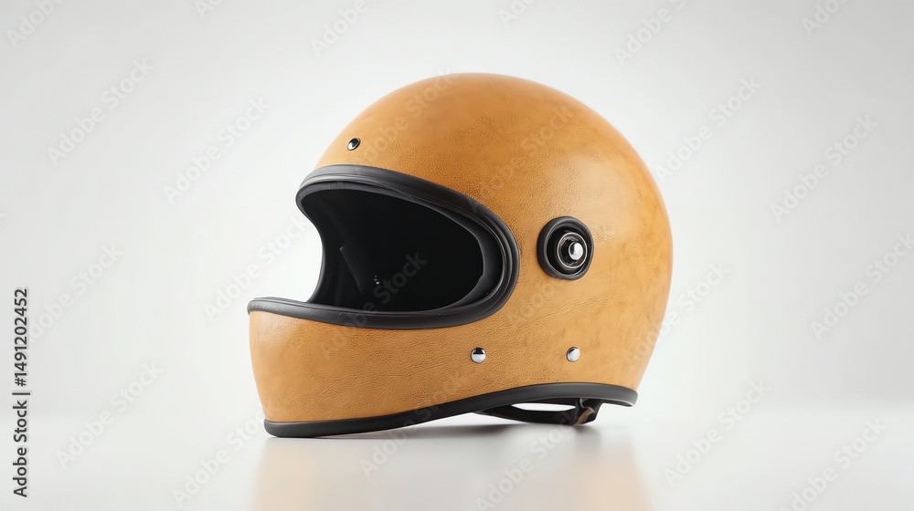 Fototapeta premium A classic motorcycle helmet rests on a dark surface.