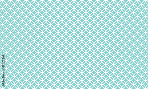 ミントグリーンの背景で線が太めの七宝柄