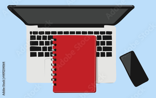vector illustration of a laptop notebook and smartphone