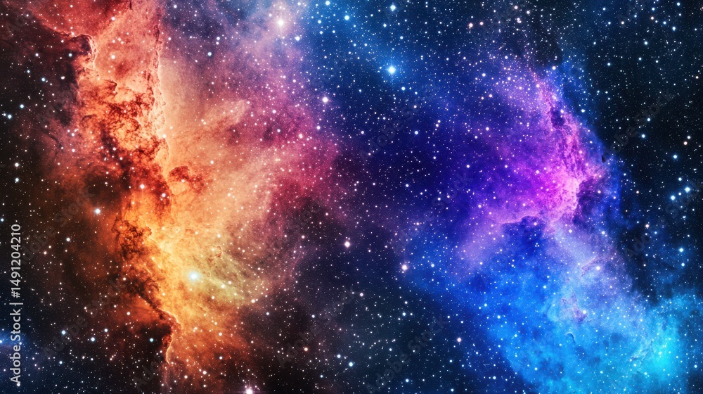 Obraz premium Colorful Cosmic Nebula with Stars in a Deep Space Background