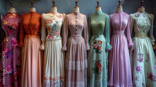 Wallpaper Mural Vibrant floral dresses styled spring great for promoting fresh seasonal collections or wedding guest outfits Color Palette Pastel Pink Lilac Mint Green White Torontodigital.ca