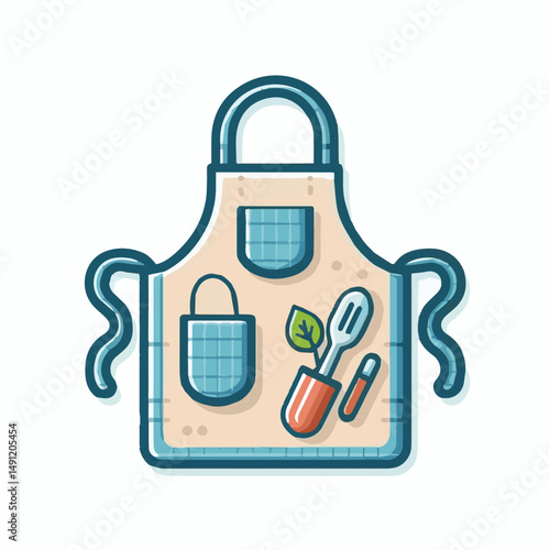 apron, illustration, chef, kitchen, uniform, isolated, restaurant, cook, cooking, vector, culinary, design, food, fabric, background, apparel, work, woman, white, waiter, black, clothing, clothes, ico