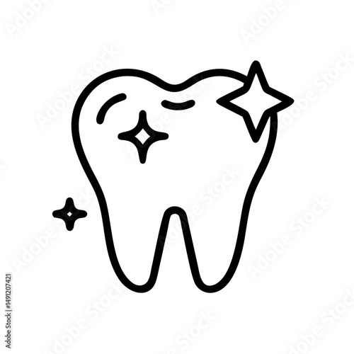 A single molar with sparkles indicating cleanliness and a healthy appearance is presented here nicely