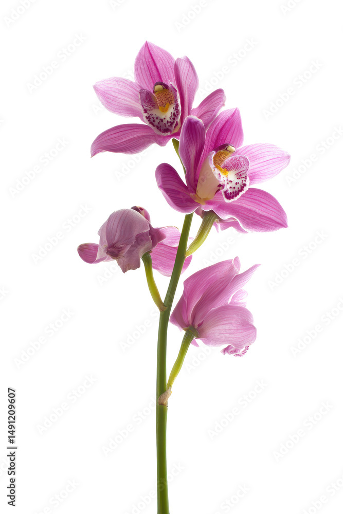 Obraz premium Elegant Pink Orchid Flower Bloom on White Background