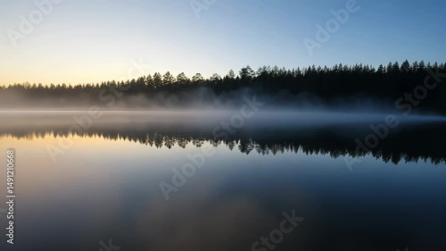 Wallpaper Mural Foggy River with Tree Line Torontodigital.ca
