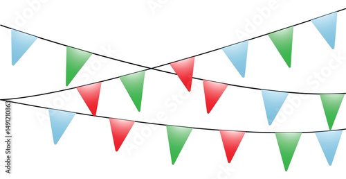 Three colorful birthday party garlands